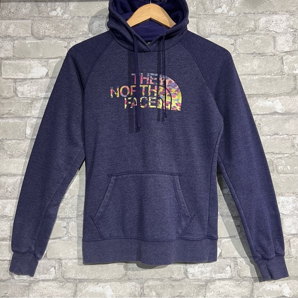 The North Face Women's Small Purple Hoodie with Animal Print Logo Sweatshirt - Picture 1 of 10